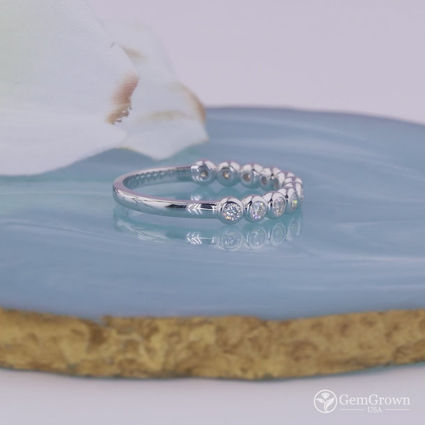 Bezel Set Round Cut Half Eternity Wedding Band