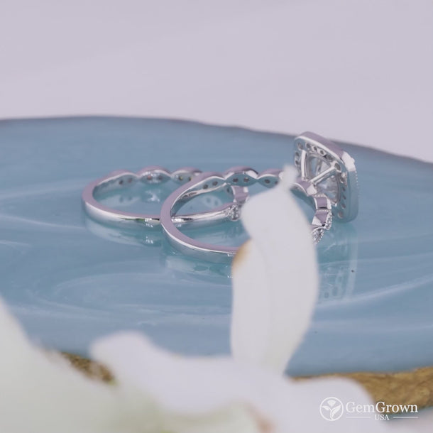 Milgrain Vintage Art Deco Engagement Ring Set