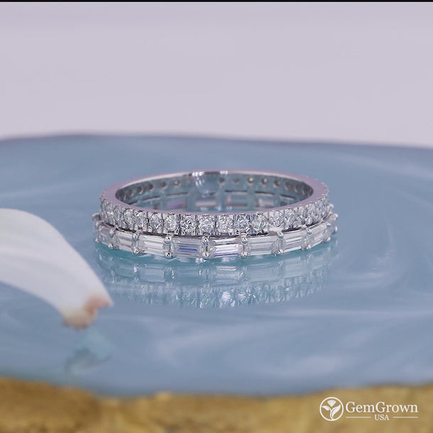 Double Row Moissanite Full Eternity Wedding Band