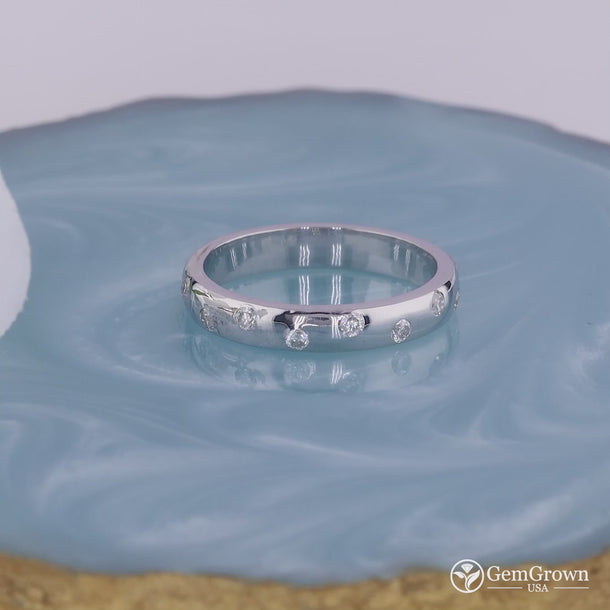 Round Cut Flush Set Full Eternity Wedding Band