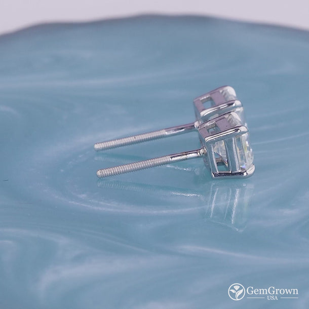 Asscher Cut Moissanite Solitaire Stud Earrings