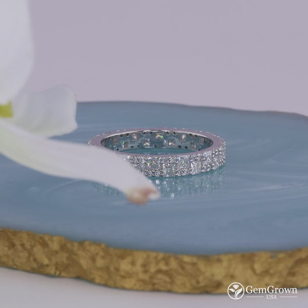 Unique Princess And Round Cut Cluster Wedding Band