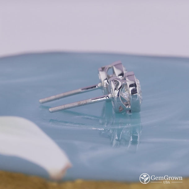 Bezel Set 1.5ct Round Cut Stud Earrings