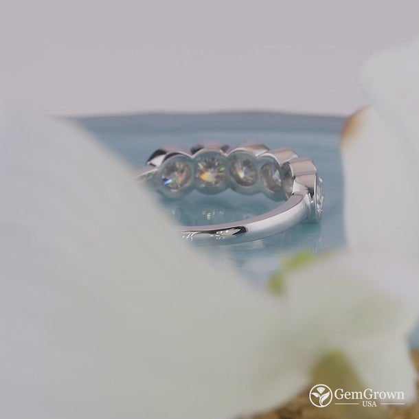 Half Bezel Setting Six Stones Anniversary Band
