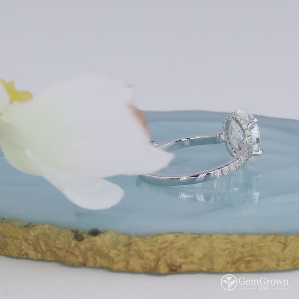 Oval Cut Hidden Halo Wedding Ring Set