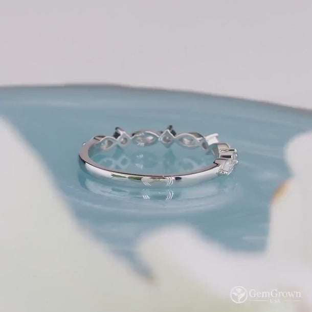 Floating Bubble Marquise And Round Cut Wedding Band