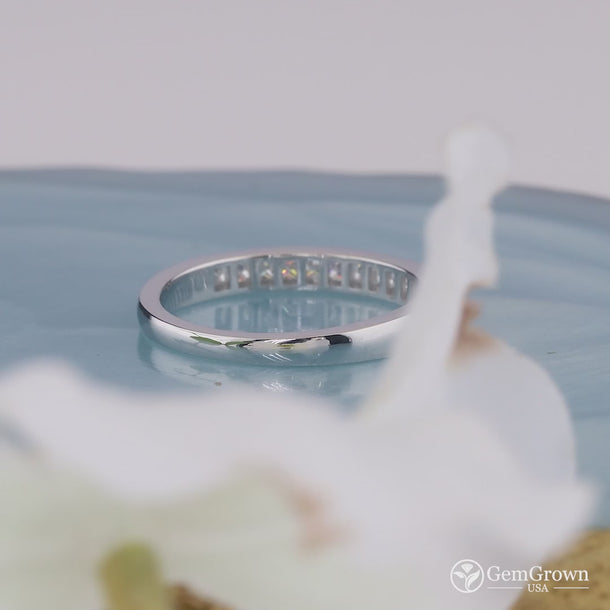 Princess Cut Moissanite Half Eternity Wedding Band