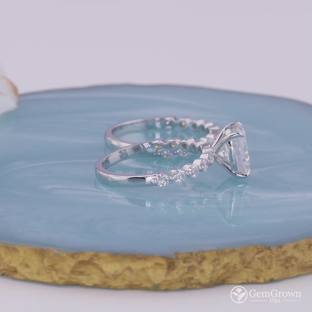 Elongated Cushion Cut Solitaire Wedding Ring Set