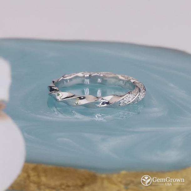 Twisted Rope Style Half Eternity Wedding Band
