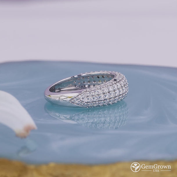 Micro Pave Set Moissanite Dome Anniversary Ring