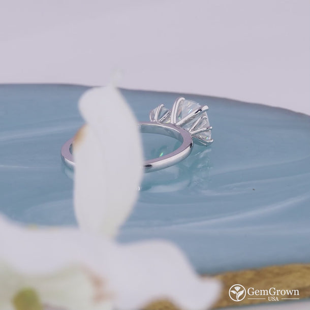Cushion And Round Cut Three Stone Engagement Ring