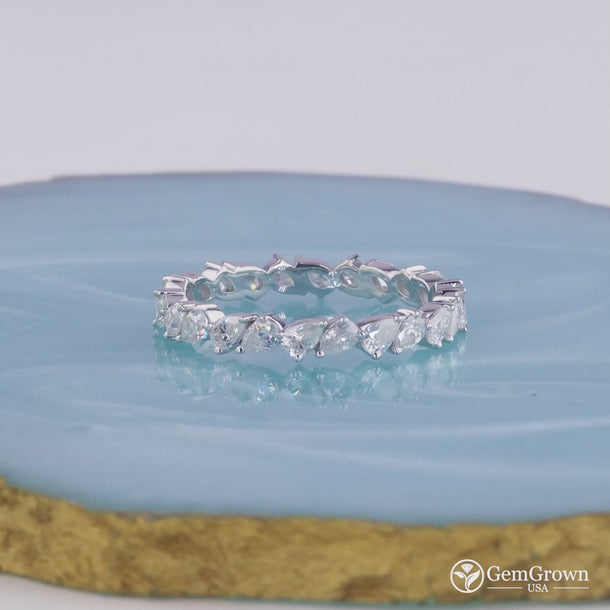 Unique Pear Shaped Full Eternity Wedding Band