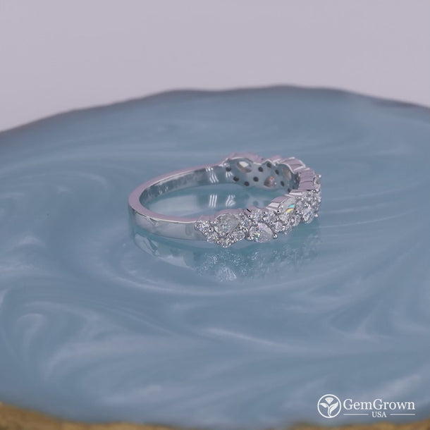 Unique Pear And Round Cut Cluster Wedding Band
