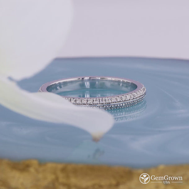 Two Row Full Eternity Knife Edge Wedding Band
