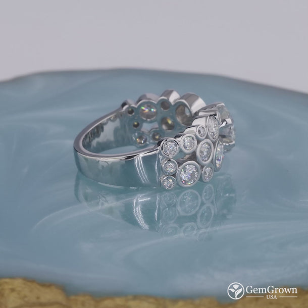 Bezel Set Round Cut Scattered Statement Rings