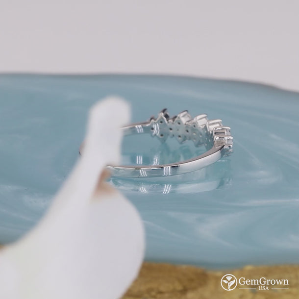 Round Cut Cluster Wedding Band For Women