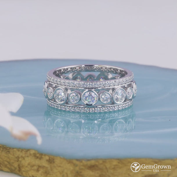 Three Row Wide Anniversary Bands For Women