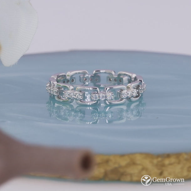 White Gold Full Eternity Chain Link Stacking Ring