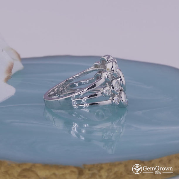 Split Shank Three Row Bubbles Cocktail Ring
