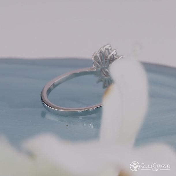 Round Cut Moissanite Art Deco Halo Engagement Ring