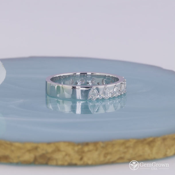 Pear And Round Cut Moissanite Wedding Band