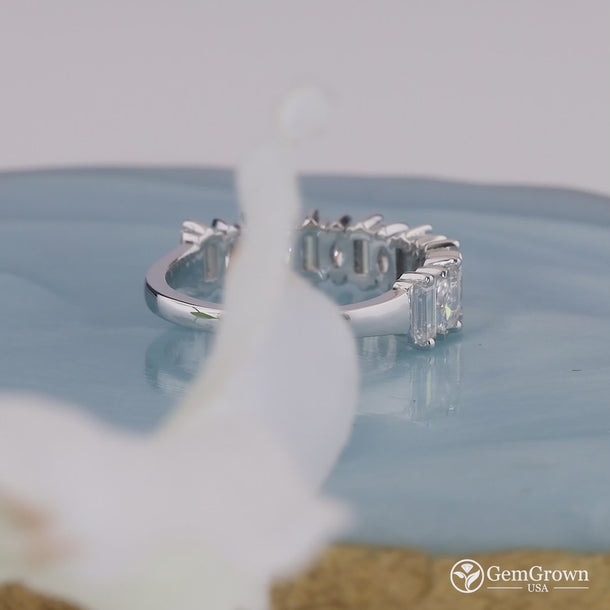 Half Eternity Alternating Baguette and Marquise Cut Wedding Band