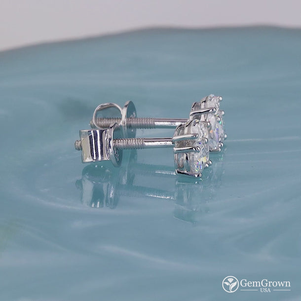 Moissanite Lotus Flower Stud Earrings, Sterling Silver