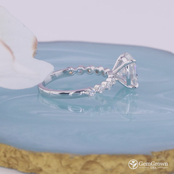 Long Cushion Cut Solitaire Engagement Ring