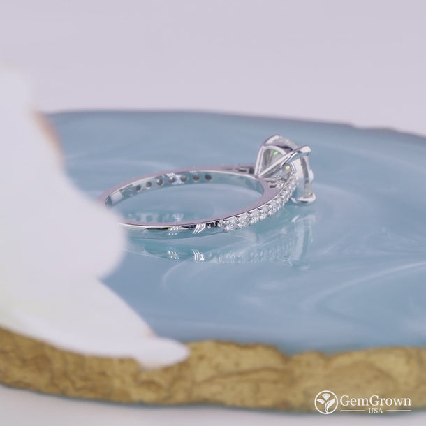 Cushion Cut Solitaire Engagement Ring With Side Stones