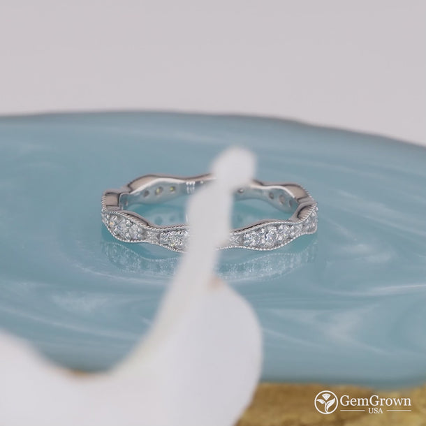 Unique Vintage Milgrain Full Eternity Wedding Bands