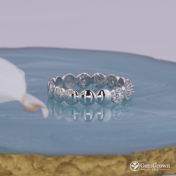 Round Cut Halo Moissanite Wedding Band