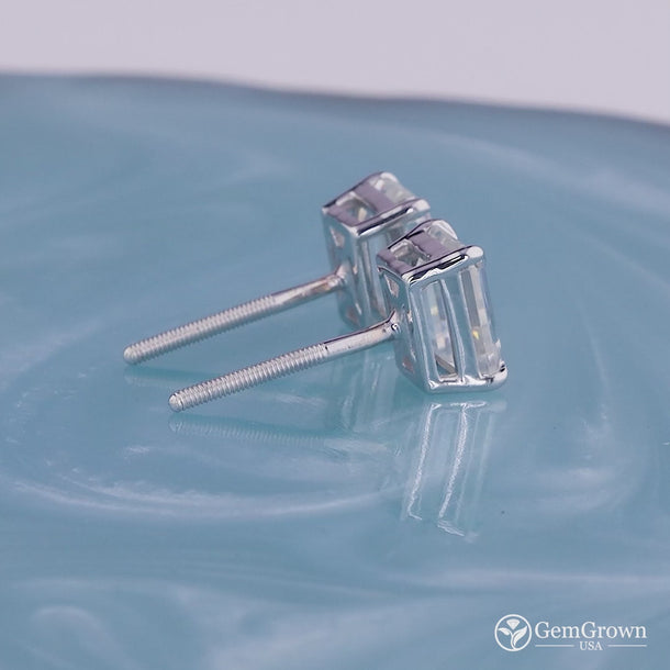 Emerald Cut 4 Prongs Solitaire Stud Earrings