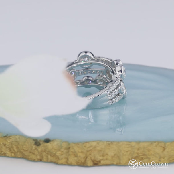 Three Row Scattered Bubbles Statement Ring