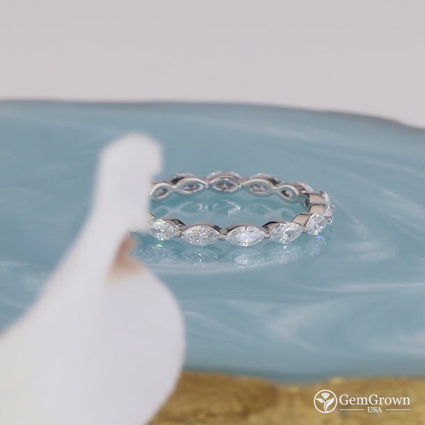 Marquise Floating Bubble Full Eternity Wedding Bands