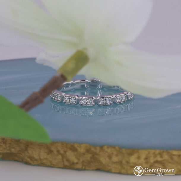 Round Cut Art Deco Full Eternity Wedding Band