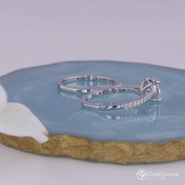 Cushion Cut Solitaire Wedding Ring Set