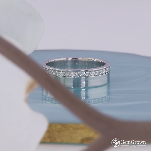 Full Eternity One Side Pave Set Wedding Band