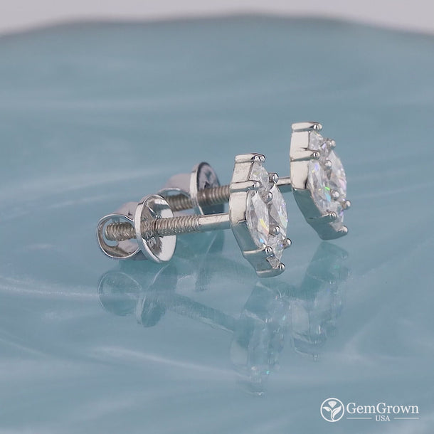 Moissanite Marquise & Princess Cut Geometric Shape Cluster Stud Earrings In 925 Sterling Silver