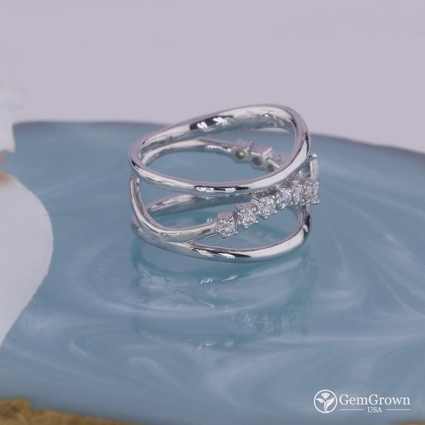 Cocktail Multi Rows Moissanite Statement Ring