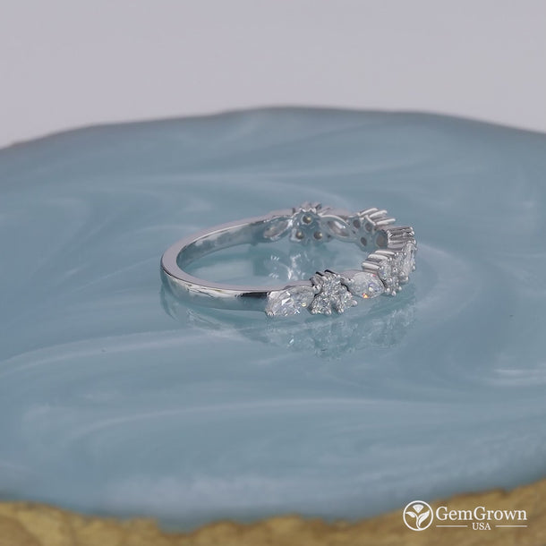 Marquise And Round Half Eternity Wedding Band