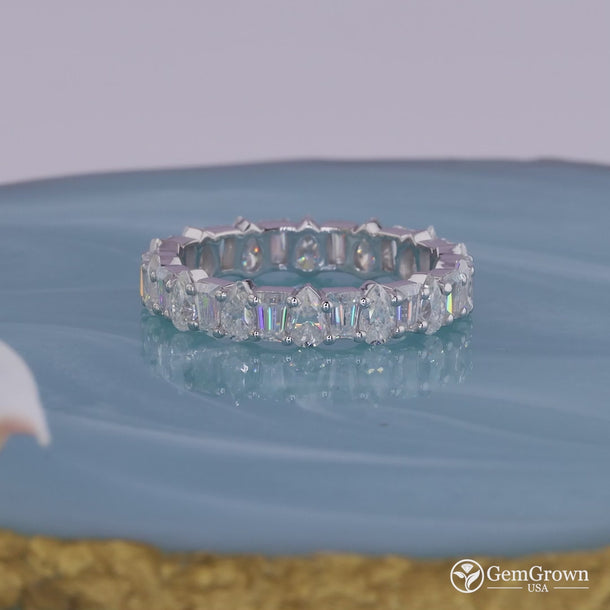 Alternating Moissanite Unique Anniversary Band