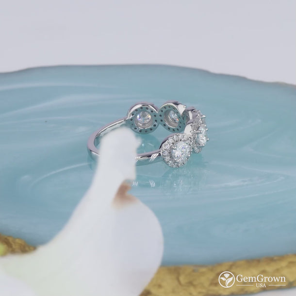 Five Stone Halo Half Eternity Wedding Band
