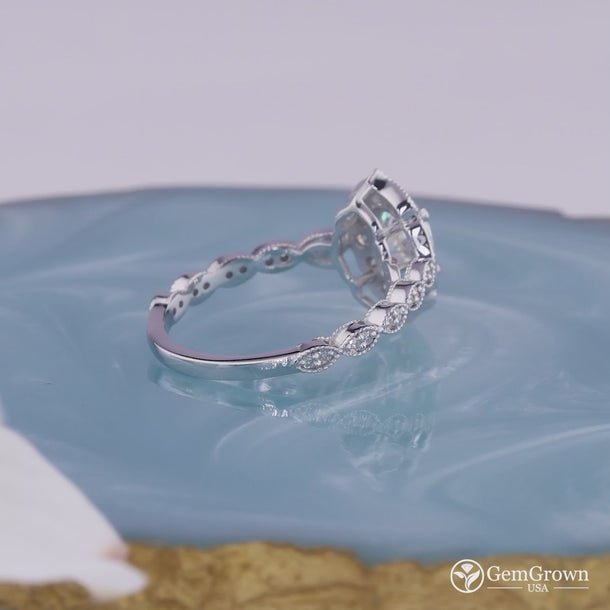 Vintage Oval Cut Halo Engagement Ring