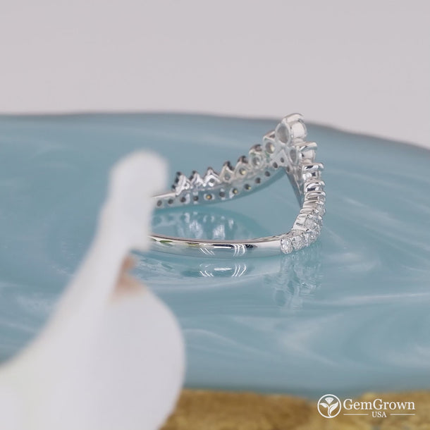 Double Row V Shaped Chevron Wedding Band
